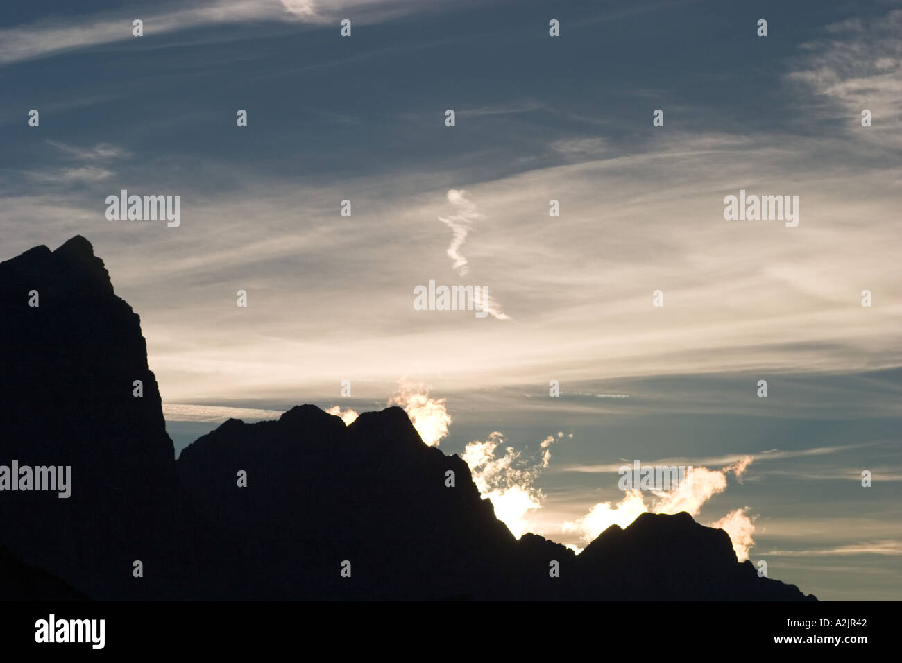 evening sky Tyrol Austria Stock Photo