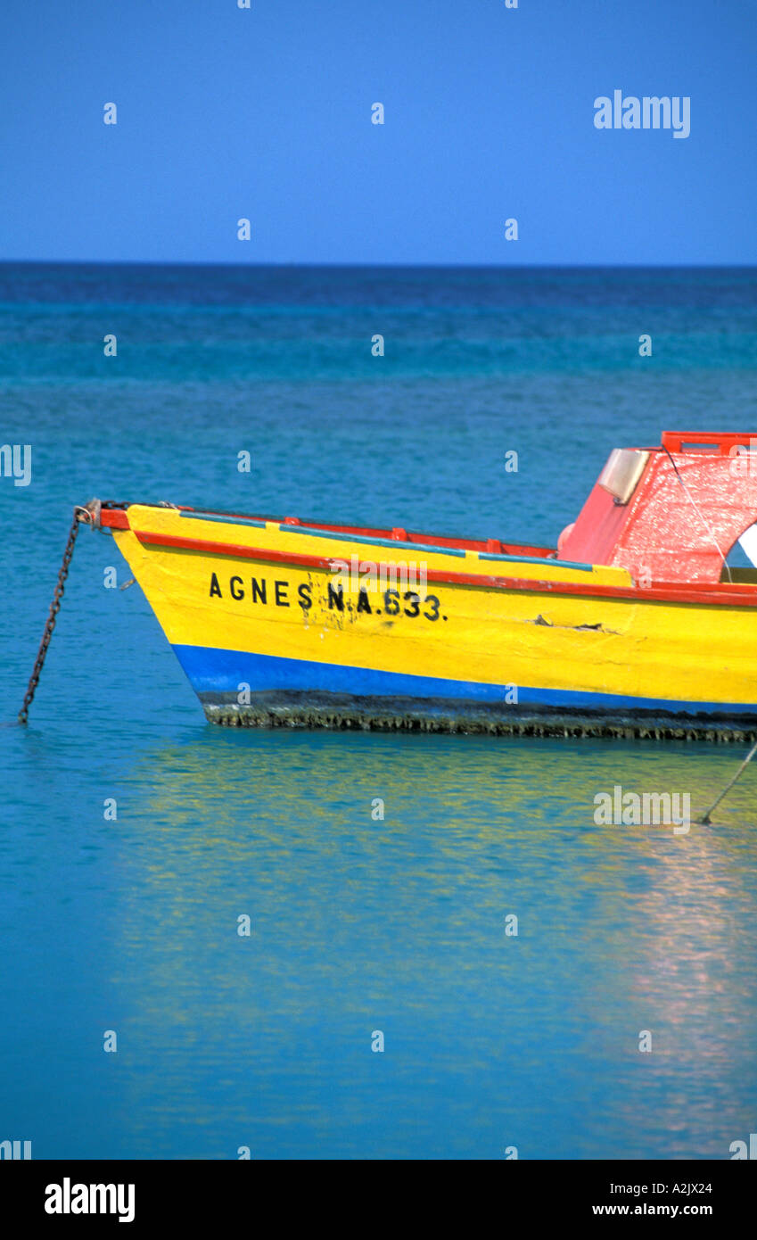 ARUBA Colorful Yellow Fishing Boat in bright water Stock Photo Alamy