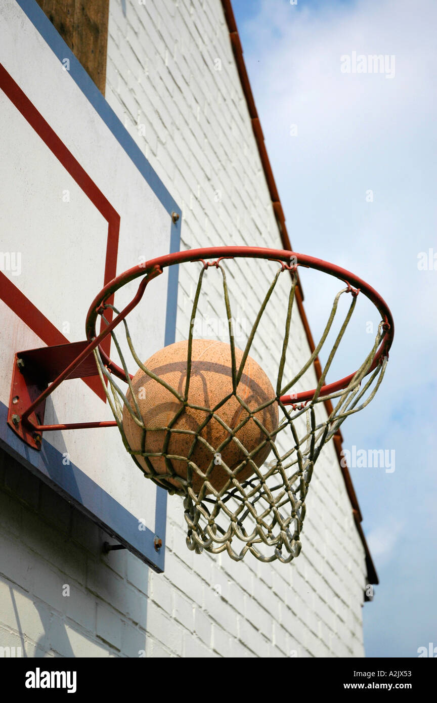 ball in basketball basket Stock Photo - Alamy