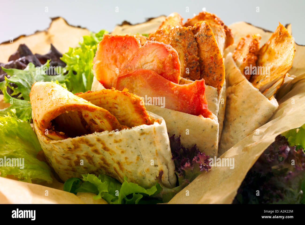 Pita bread with Chicken Tikka Chinese Chicken amd Mexican Chicken