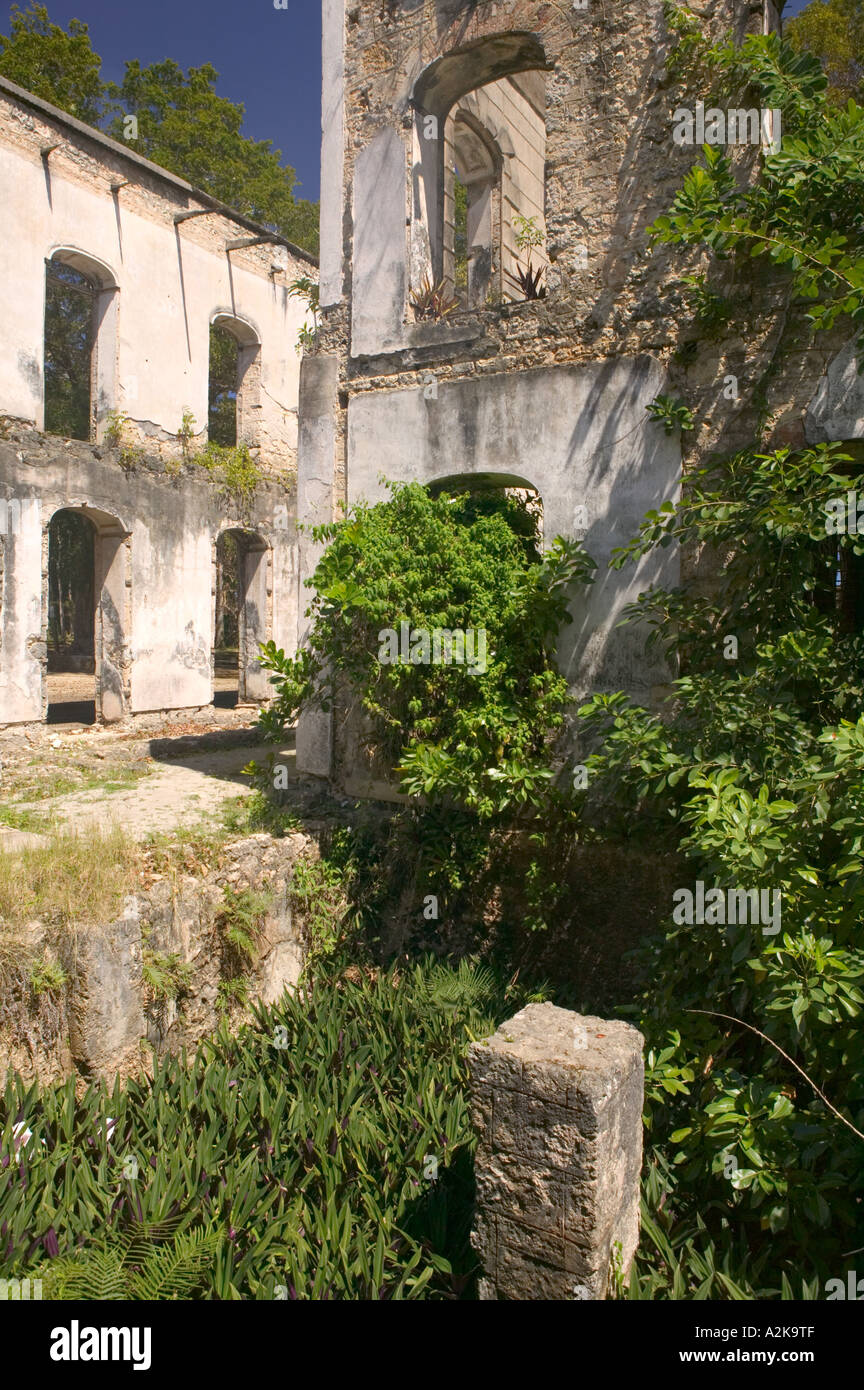 BARBADOS, St. Peter Parish, Farley Hill National Park, Old 19th Century Sugar Plantation House, Ruins Stock Photo