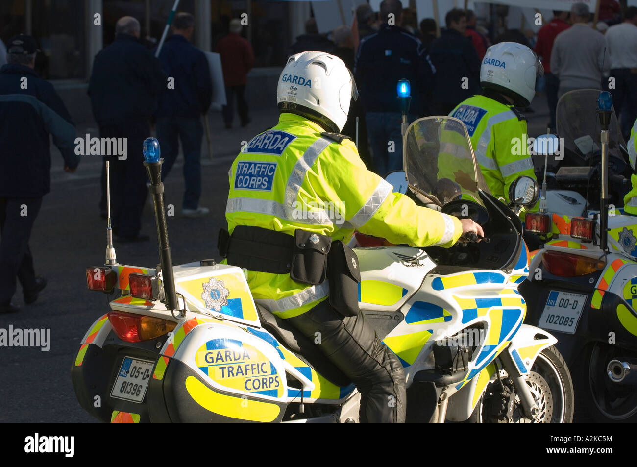 Police stopping traffic in Dublin Stock Photo