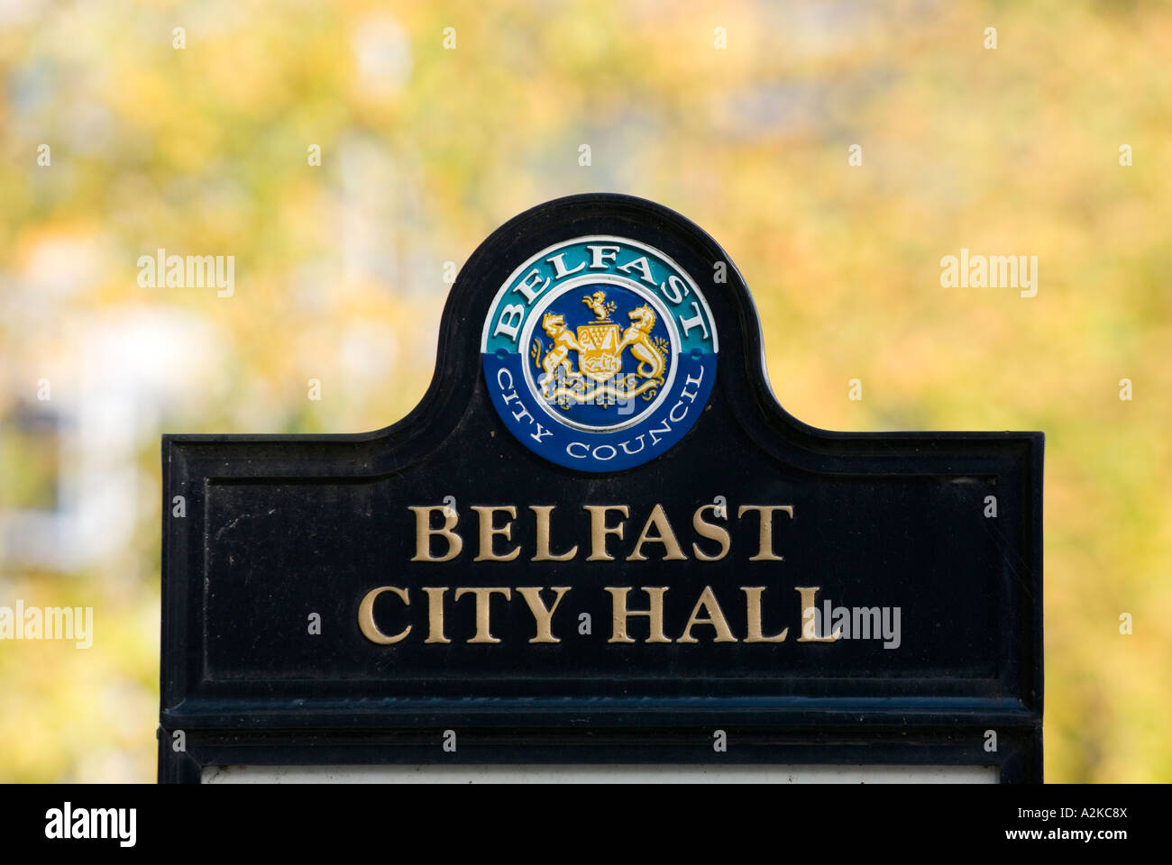 Belfast City Hall sign Stock Photo Alamy