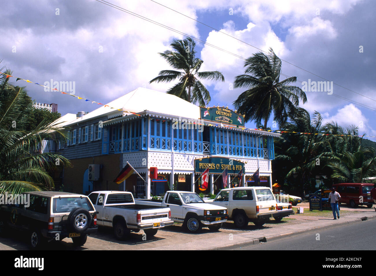 Famous Pussers bar in small quaint town of Tortola Caribbean Stock