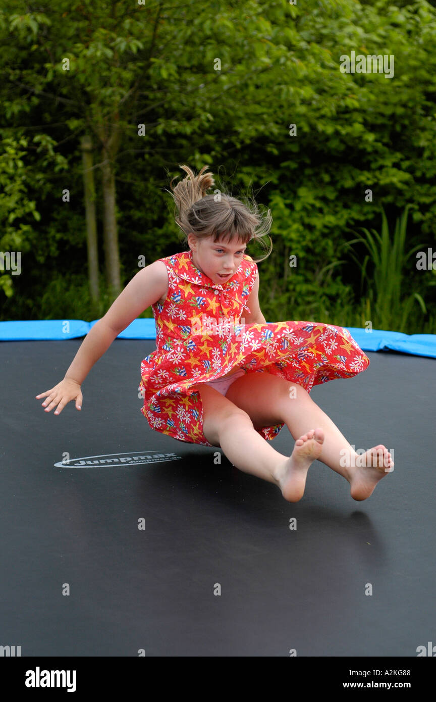 child on trampoline Stock Photo Alamy