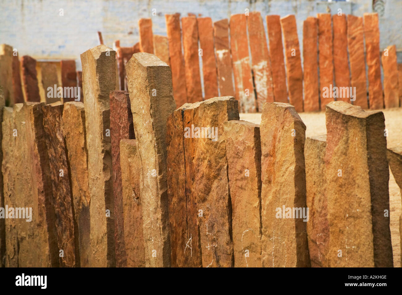 Fence made of rocks Rajasthan India Stock Photo Alamy