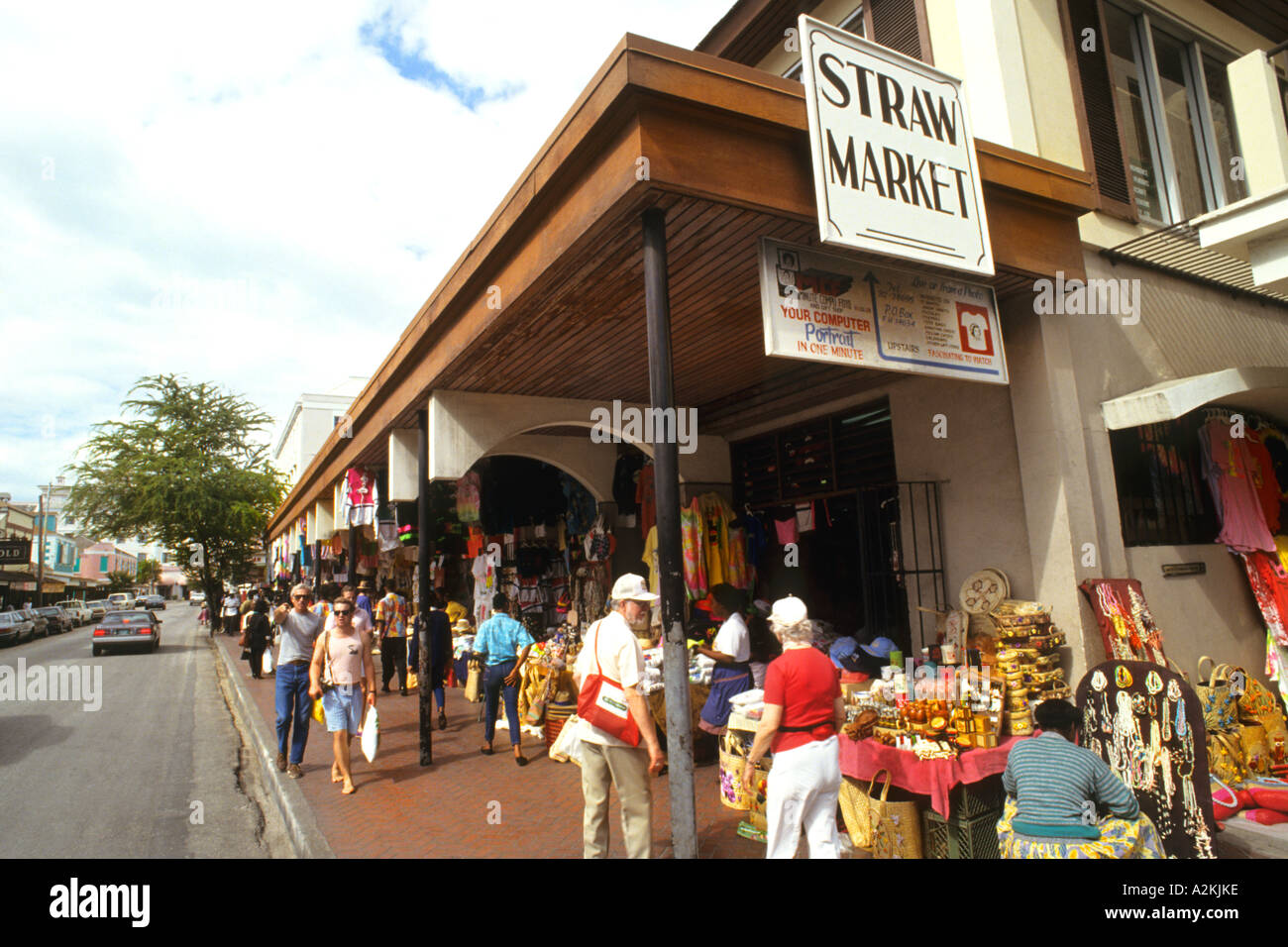 Bahamas Straw market in downtown Nassau locals shopping in the Stock