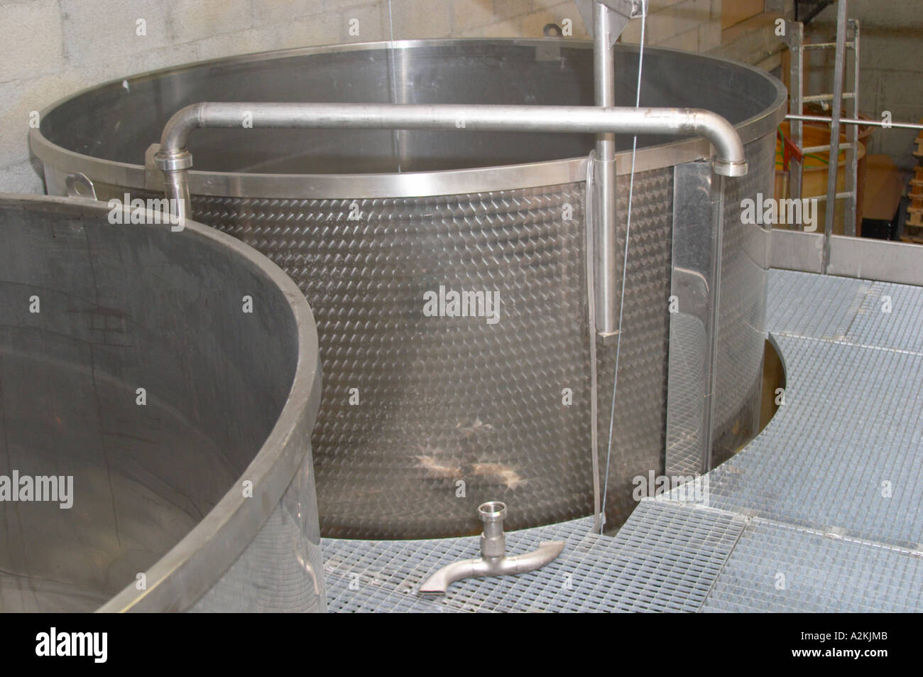 Open top Stainless steel storage and fermentation tanks tanks Domaine  Gilles Robin, Les Chassis, Mercurol, Drome, Drôme, France, Europe Stock  Photo - Alamy