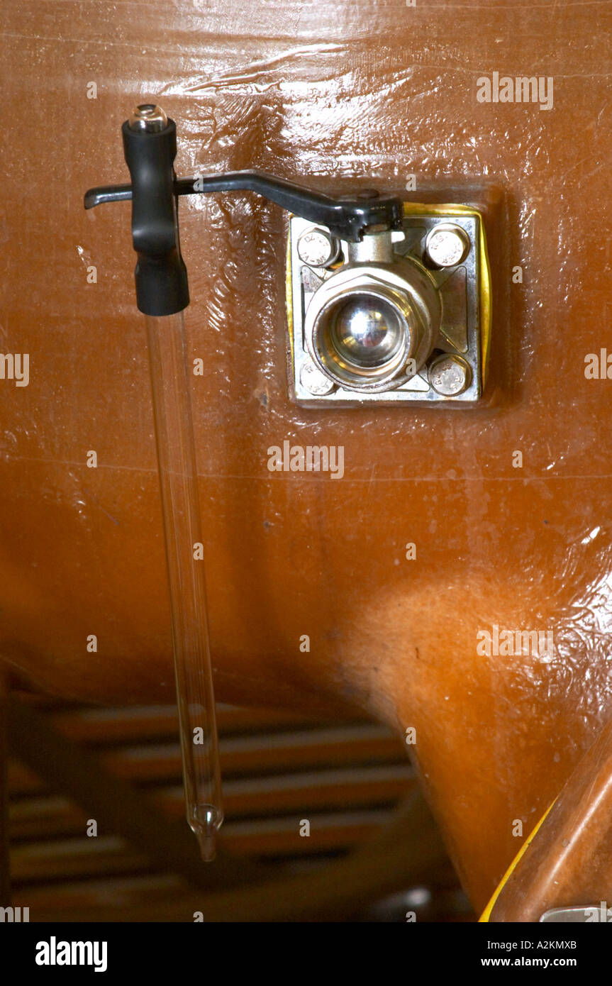 Detail of a fermentation tank valve and a tasting sample pipette