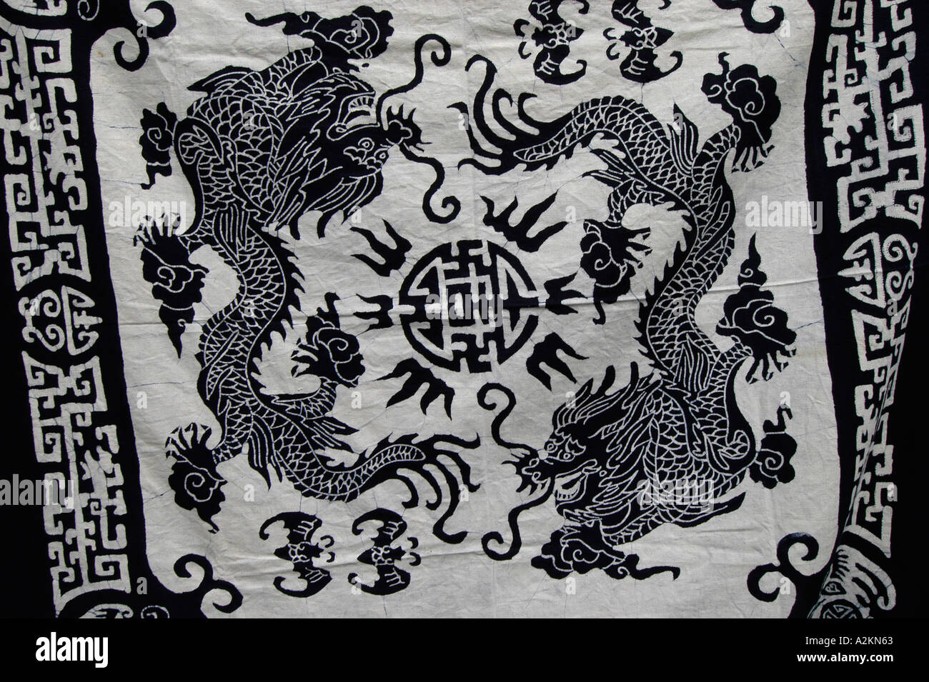 cloth with chinese dragon symbols Stock Photo