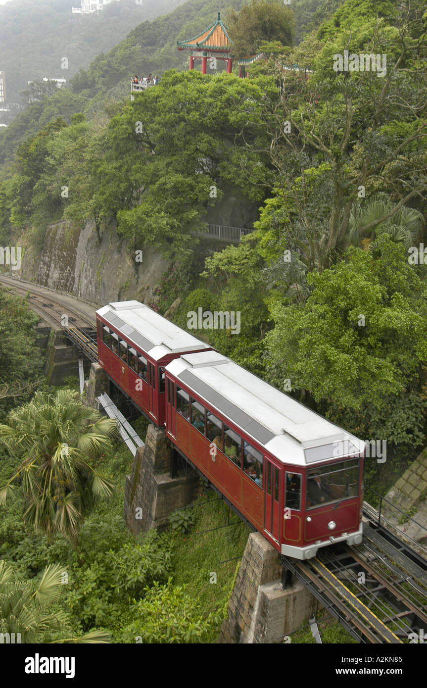The peak tram funicular railway in hong kong hires stock photography