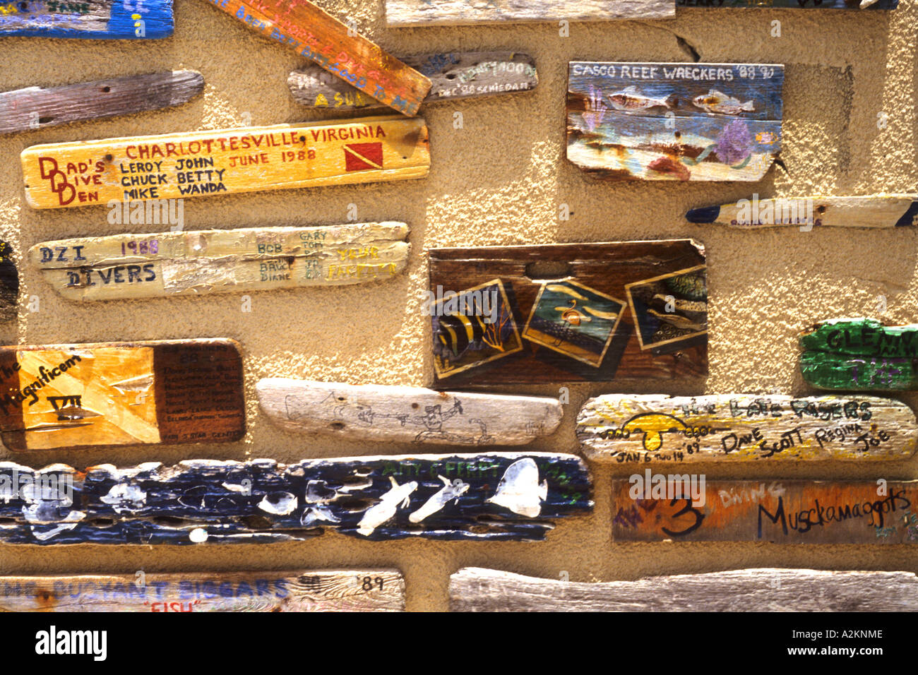 Old dive sign display at Divi Flamingo Dive Resort in Caribbean Island