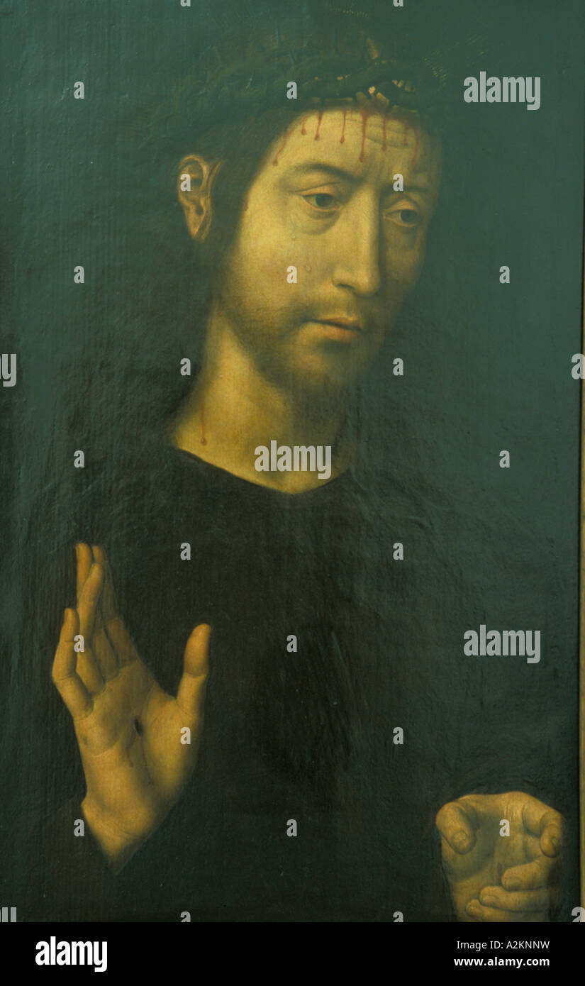 Cristo benedicente painting Memling Hans work of art Palazzo Bianco Genoa Ligury Italy Stock Photo