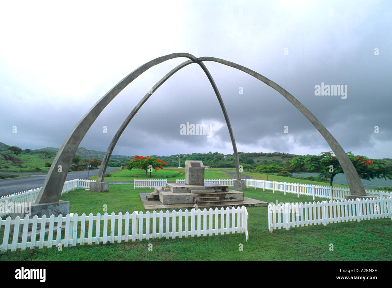 Monument for 1980s war that USA rescued Grenada from invasion in Caribbean Stock Photo