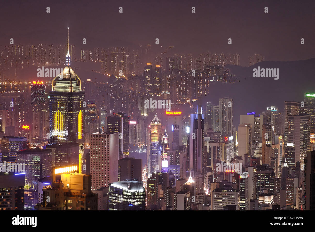 Hong Kong city skyline viewed from Victoria Peak at night Hong Kong SAR ...