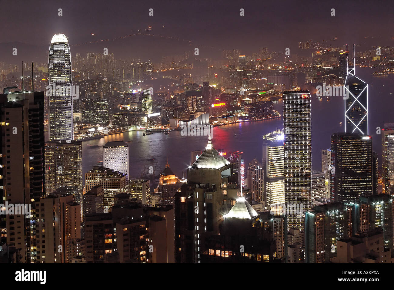 Hong Kong city skyline viewed from Victoria Peak at night Hong Kong SAR ...