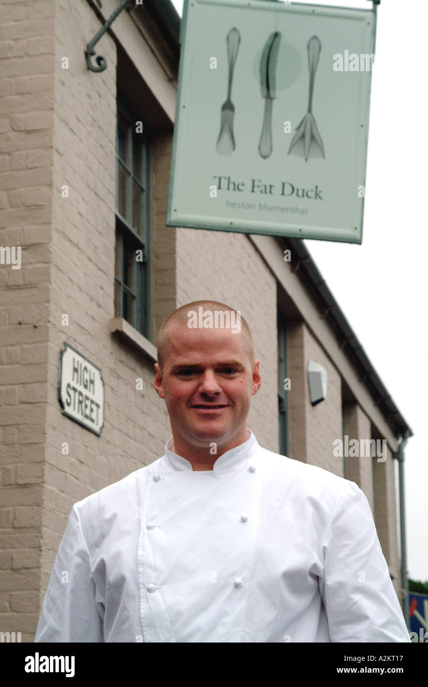 Heston Blumenthal well known three Michelin star chef poses outside his