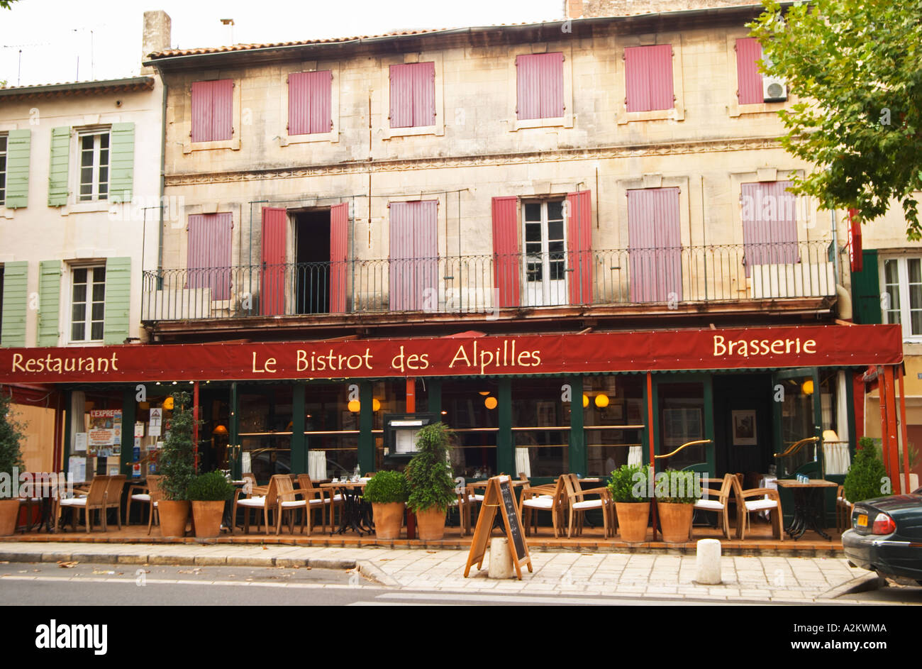 Le Bistrot des Alpilles restaurant. Empty of people. Saint Remy Rémy de