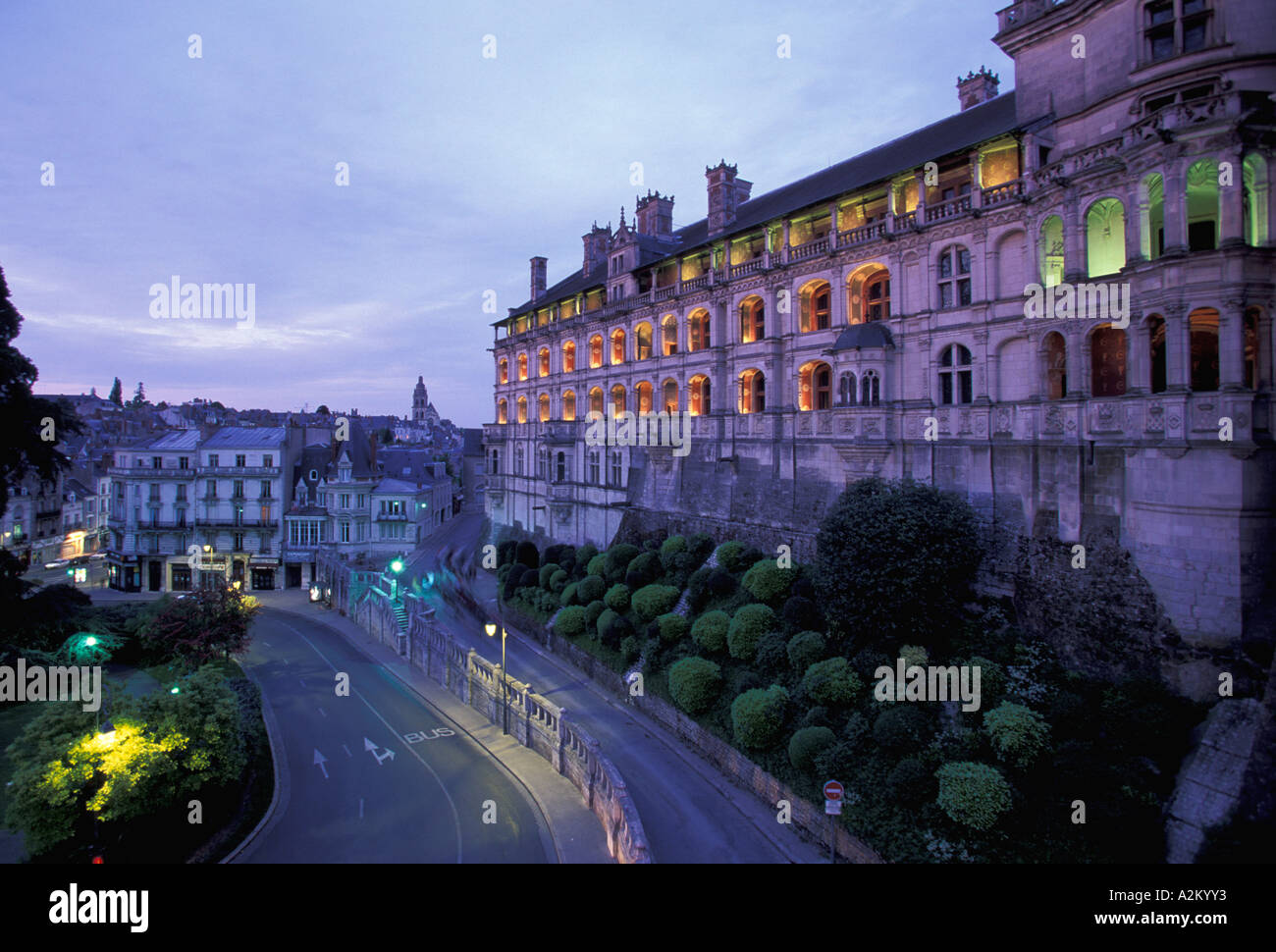 EU, France, Loire Valley, Loir, et, Cher. Chateau de Blois. Facade des Loges Stock Photo