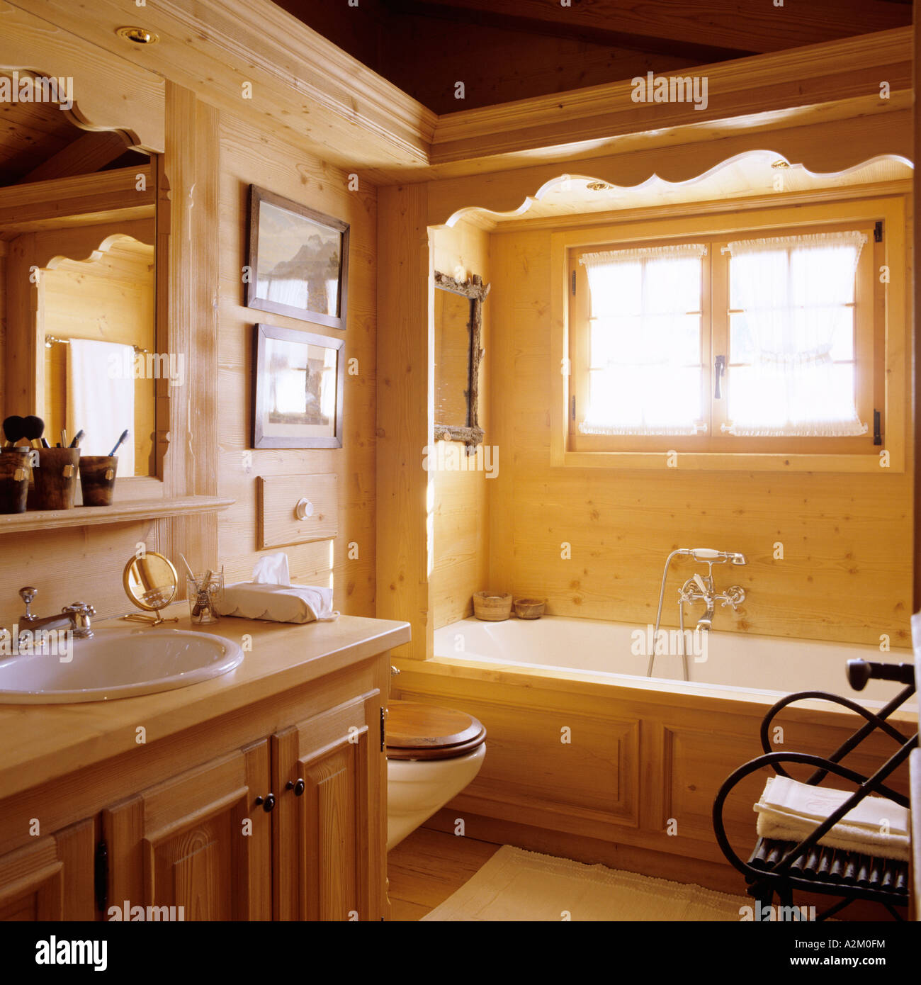 Pine Bathroom In Traditional Mountain Chalet Stock Photo 10549687