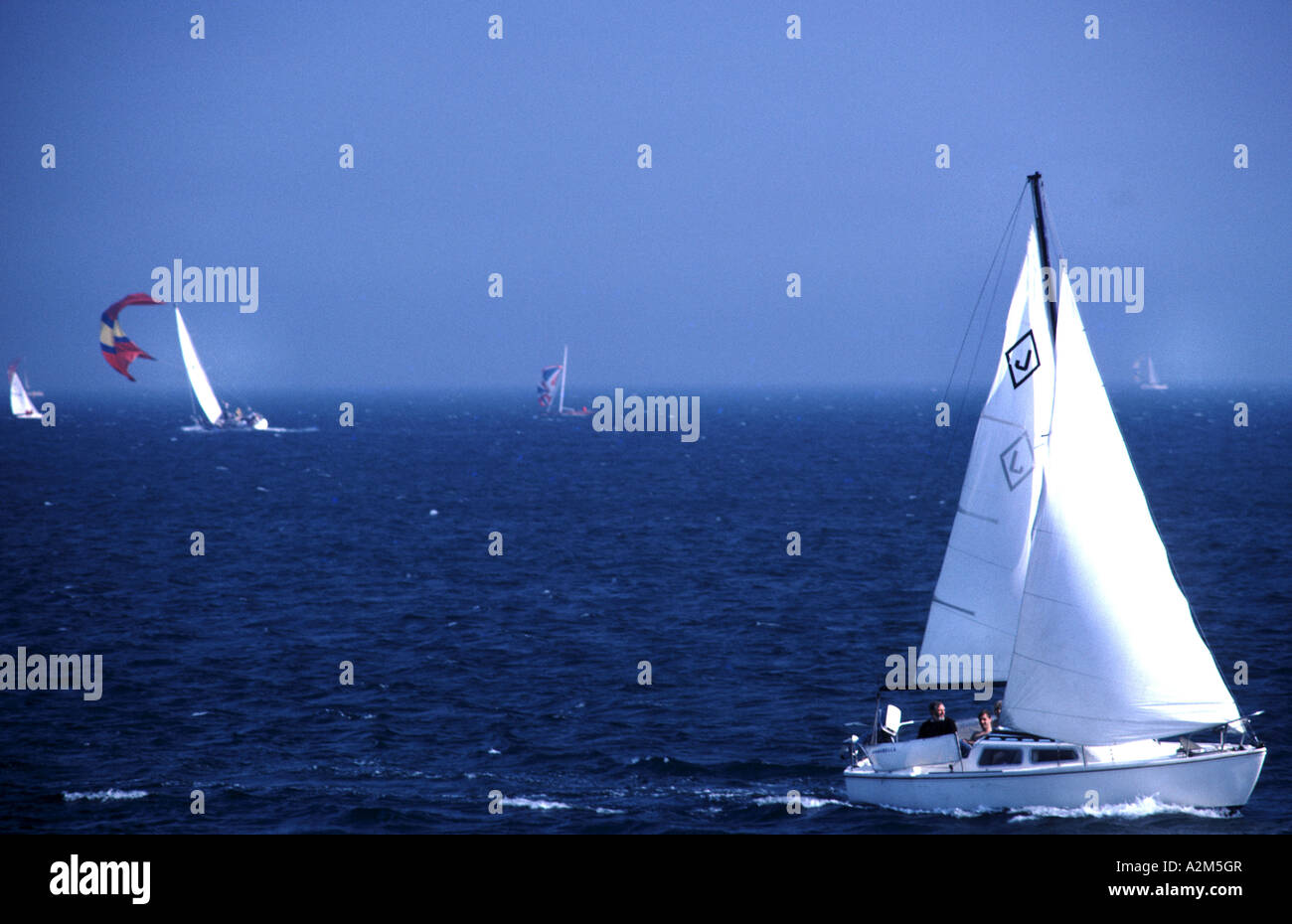 sail boats in Dublin Bay Stock Photo