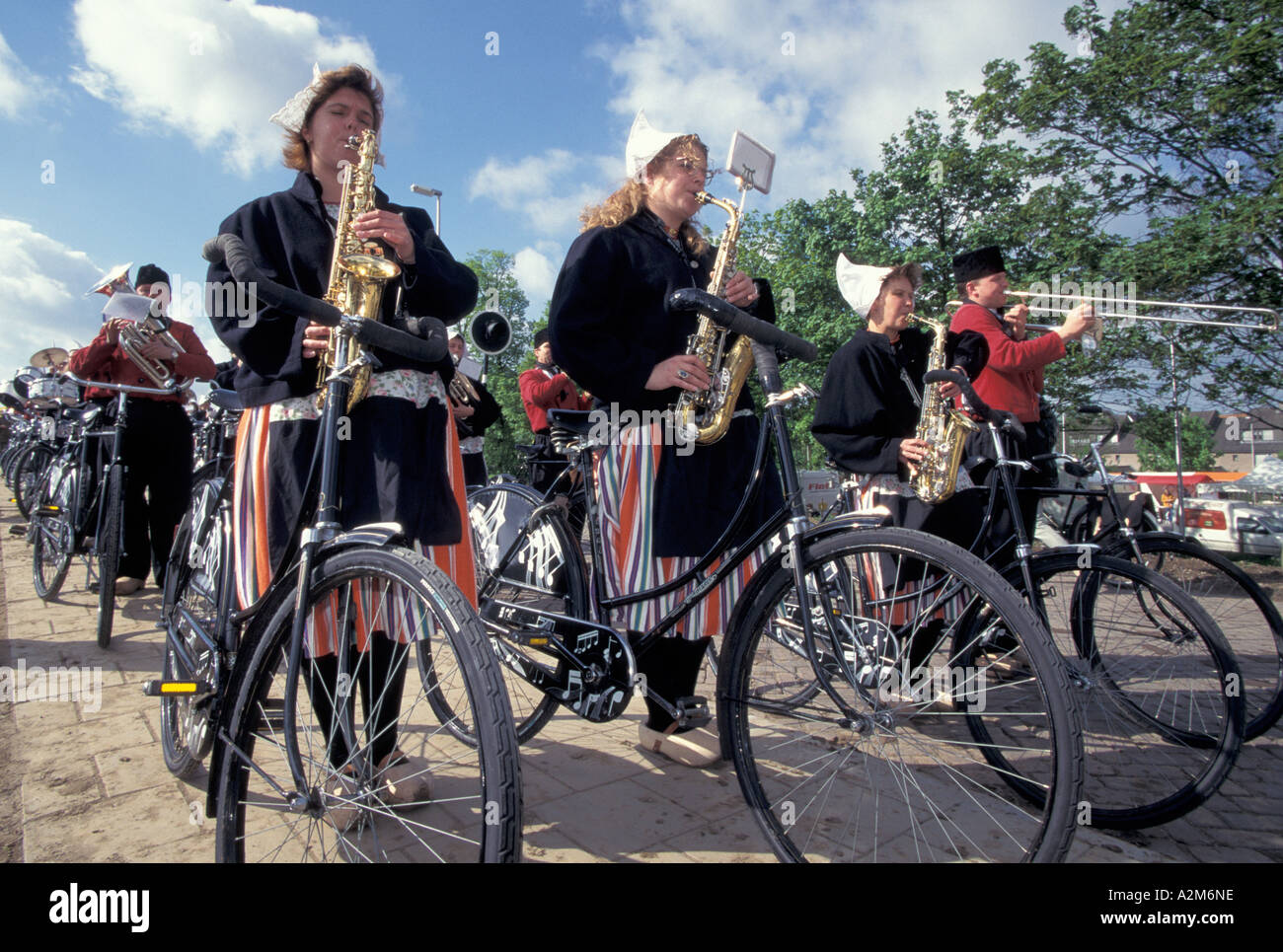 Europe, The Netherlands, Holland, Vianen, bicycle band, National Bike Day Stock Photo