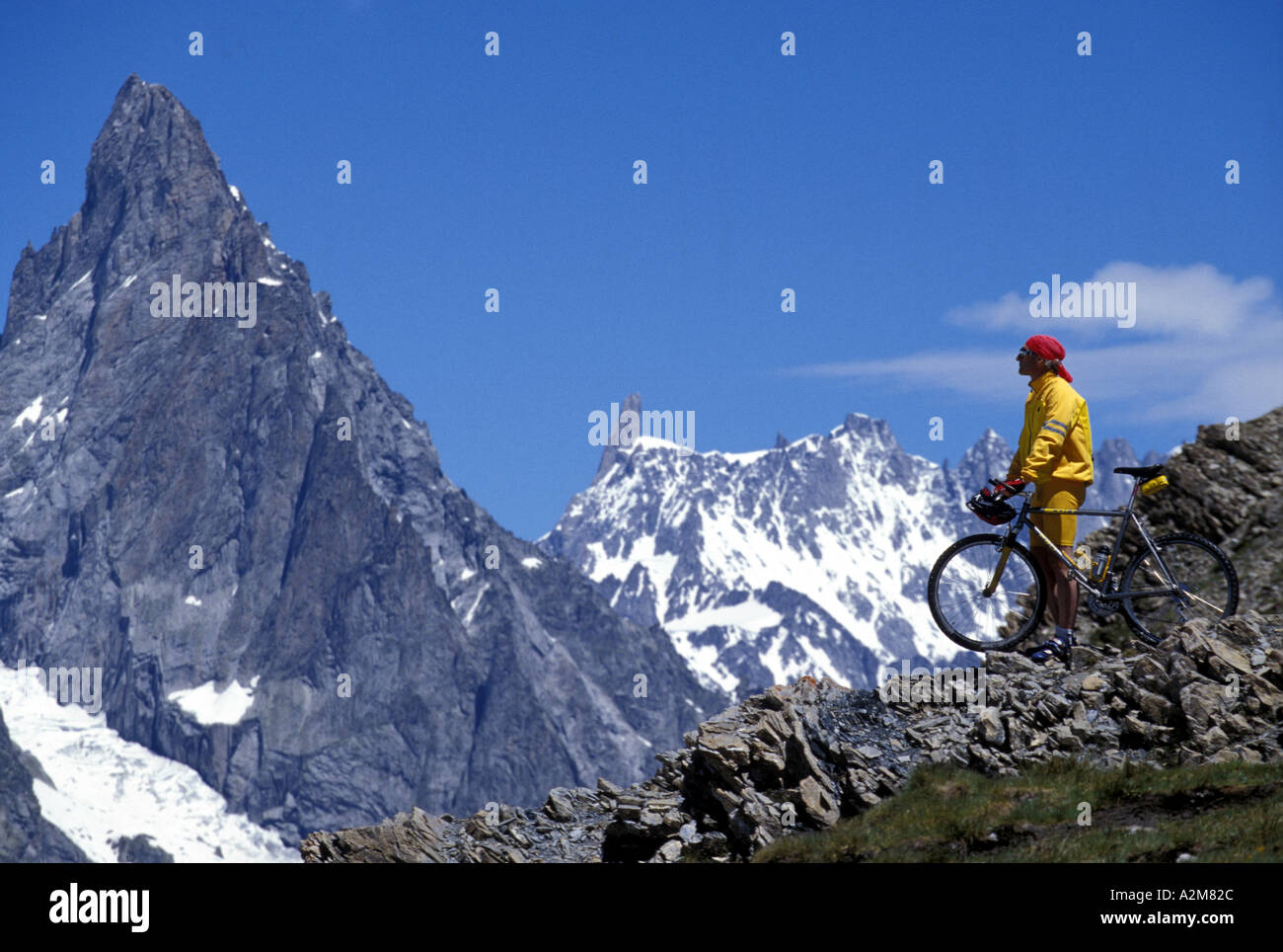 View of Monte Bianco mountain range Stock Photo