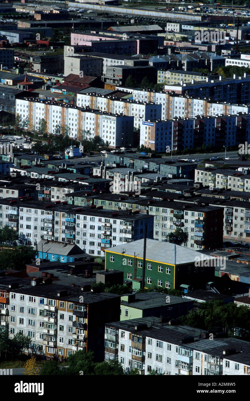 ASIA, Russia, Kamchatka Soviet architecture in Petropavlosk Kamchatsky ...