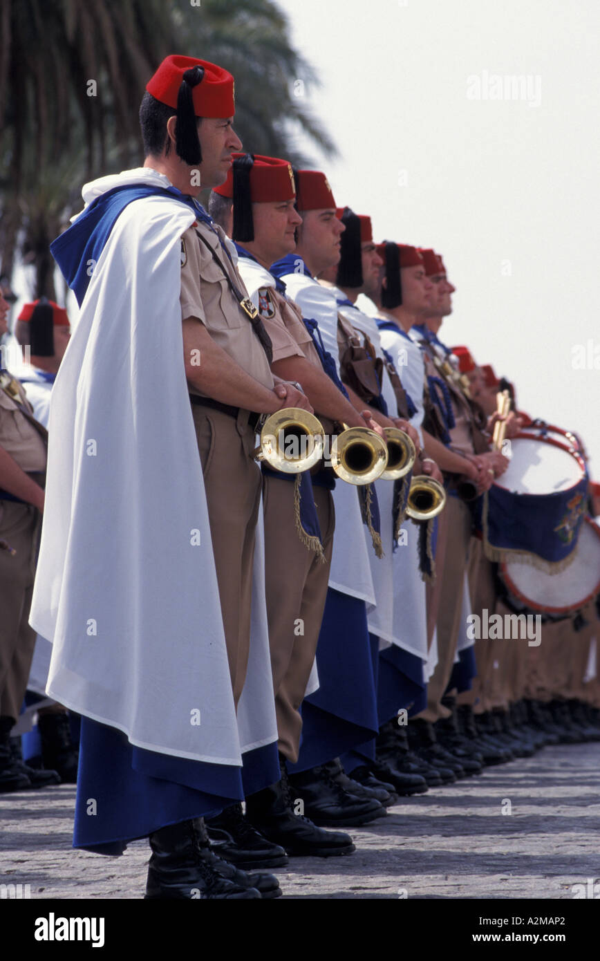 Europe, Spain (in Spanish northern Africa), Ceuta, Legionnaire drum and bugle corps Stock Photo