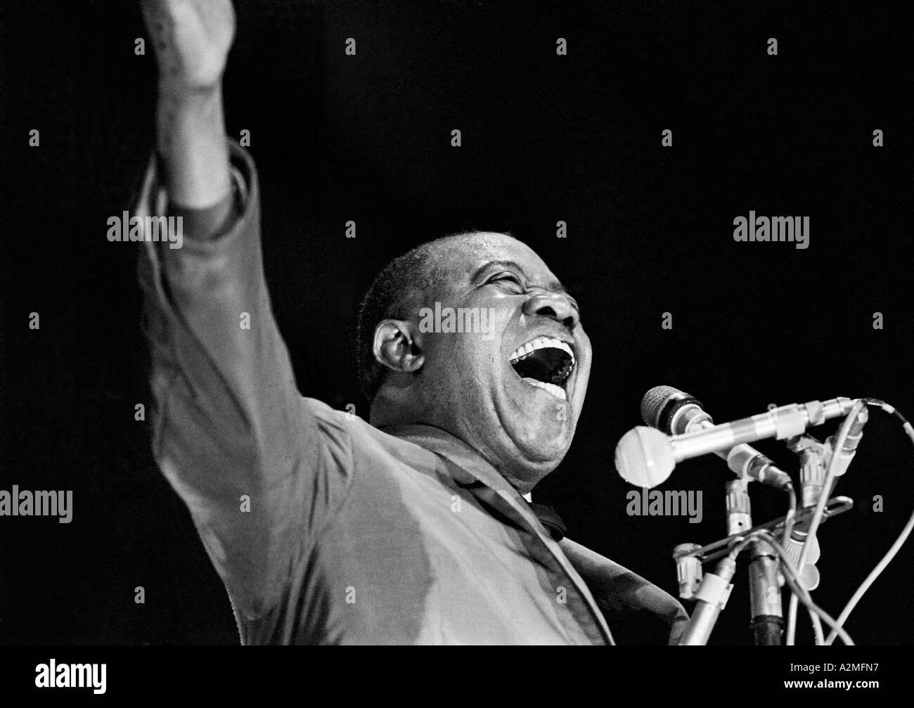 Louis Armstrong or Satchmo as he was known, the world's greatest trumpeter. Born on the 4 July Stock Photo