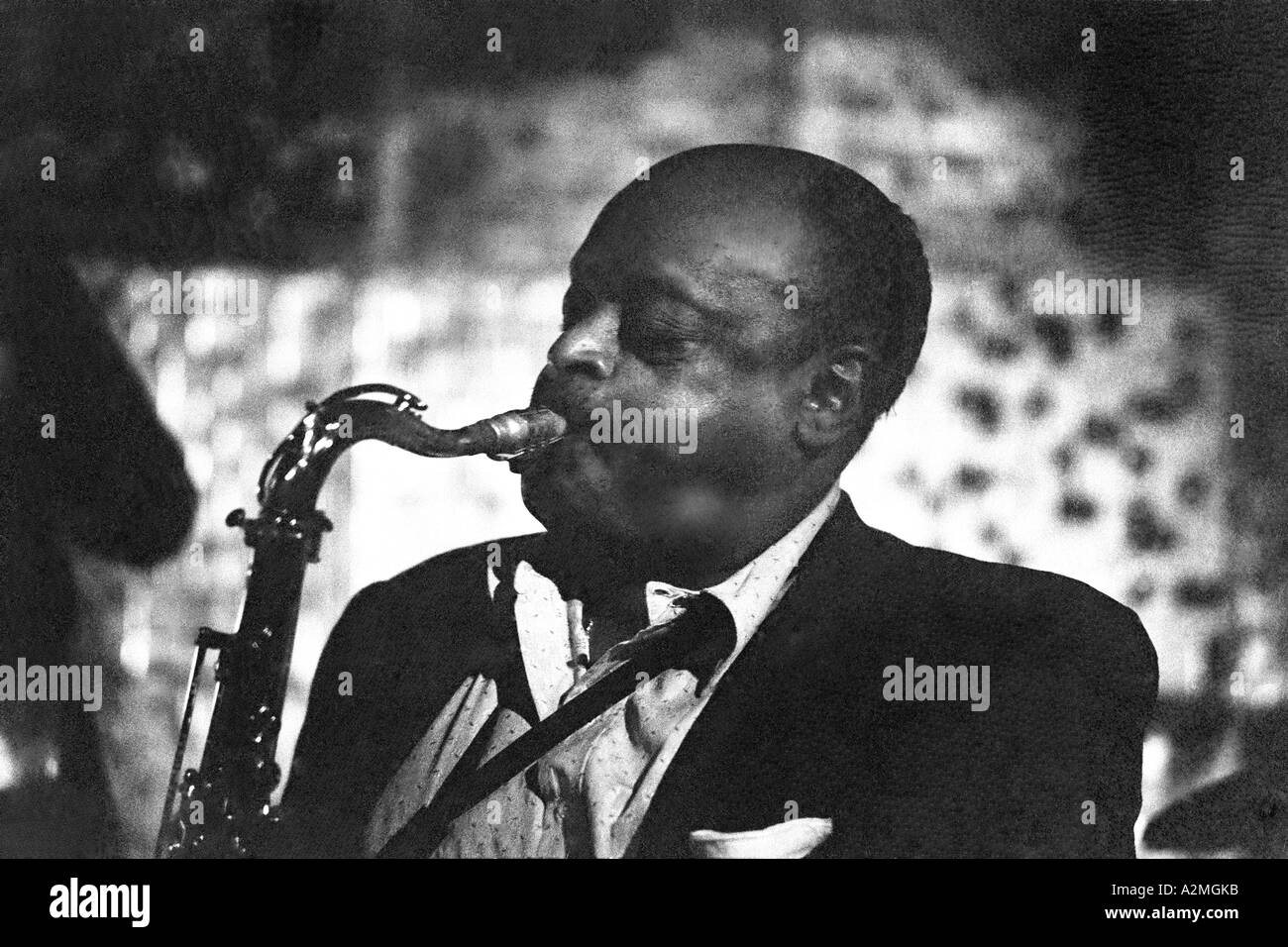 Ben Webster playing at Ronnie Scott's Club near the end of his career. He played because 'he loved it'. He died 20 Sep,1973. Stock Photo