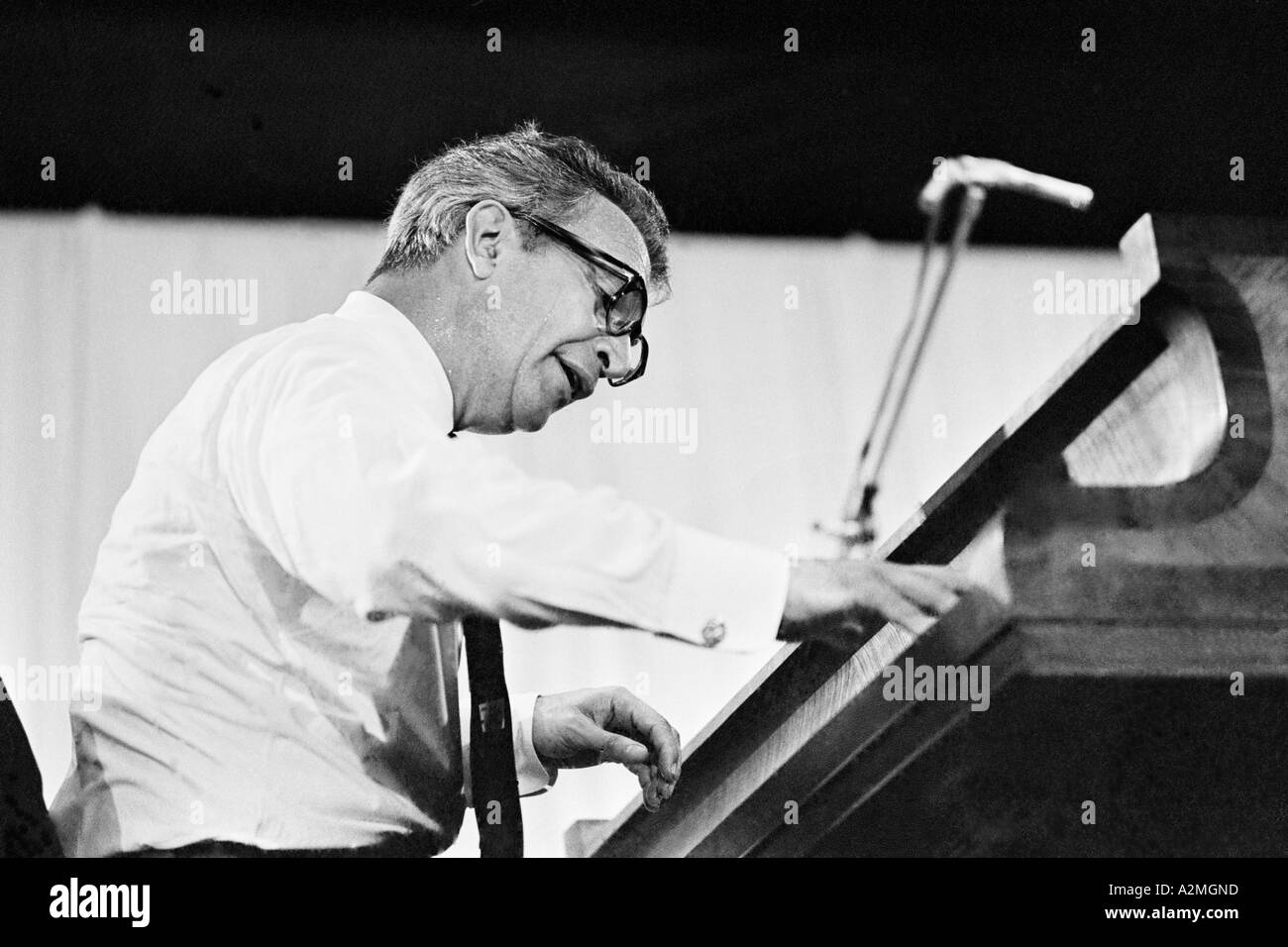 Dave Brubeck, playing at The Antibes Jazz Festival in 1967. He had recently been on the cover of Time magazine. Stock Photo