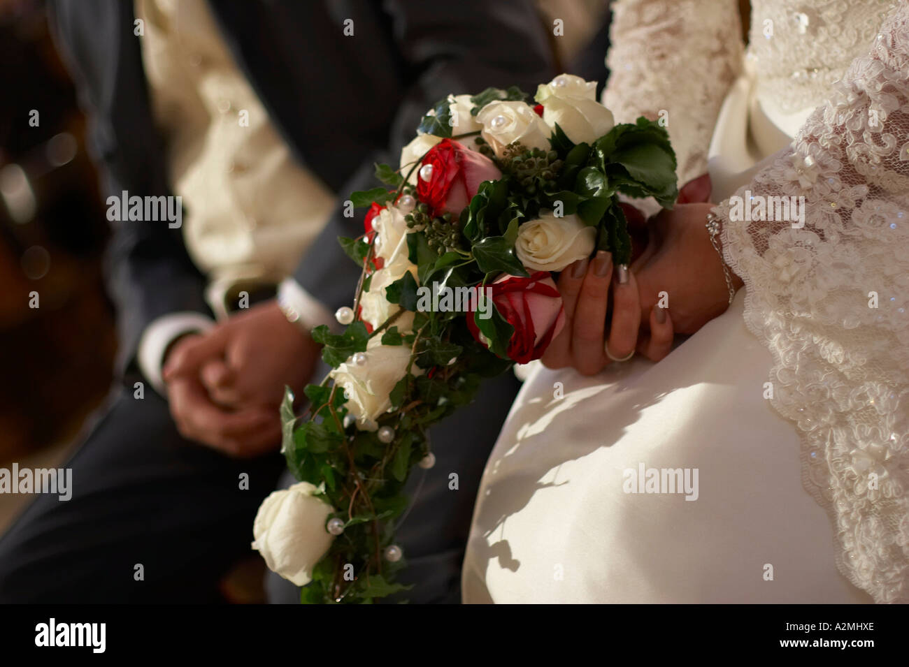 bride with bridal bouquet Stock Photo - Alamy