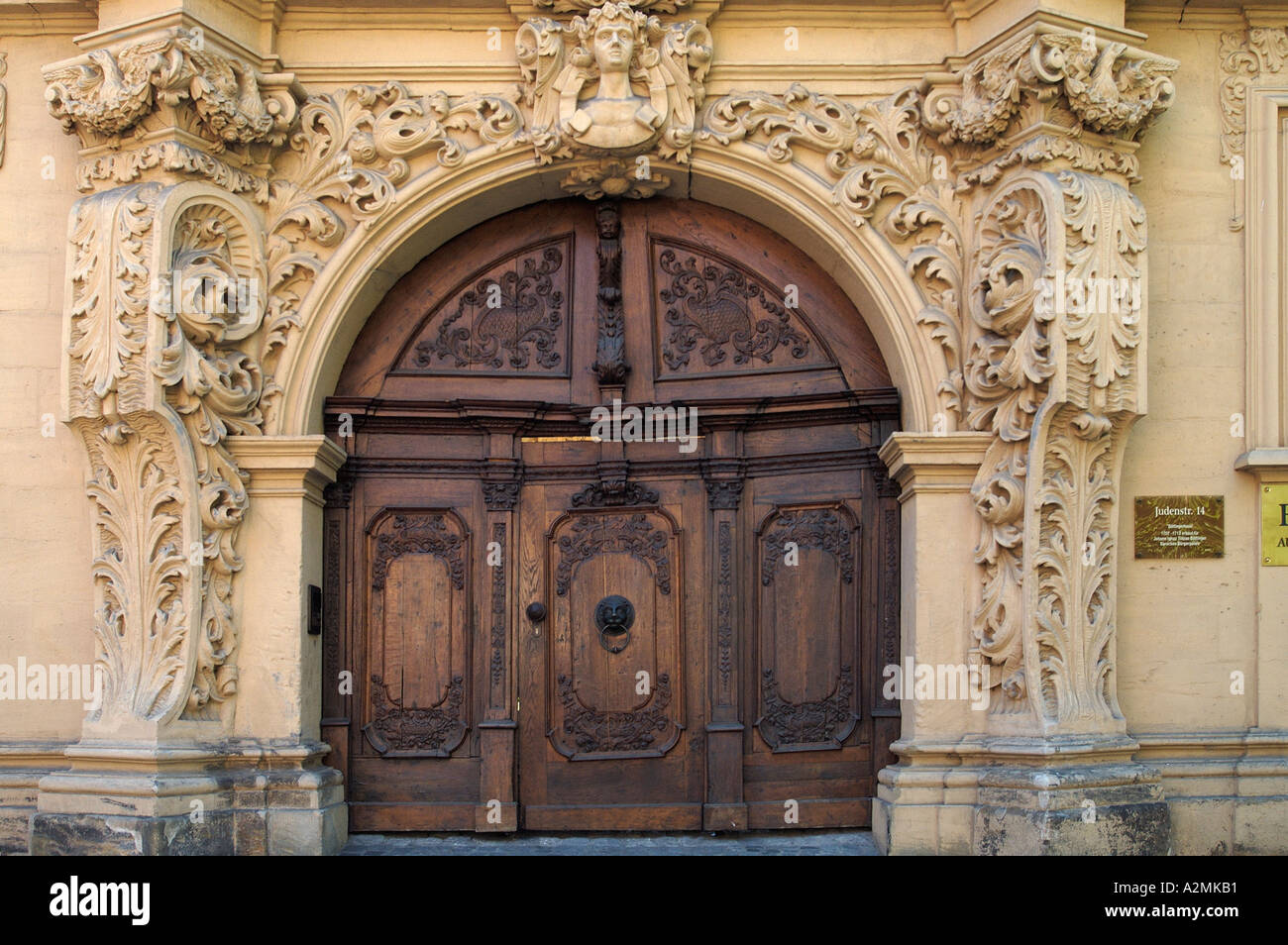 entrance of the Böttingerhaus a palais built in 1713 Bamberg Bavaria Germany Stock Photo