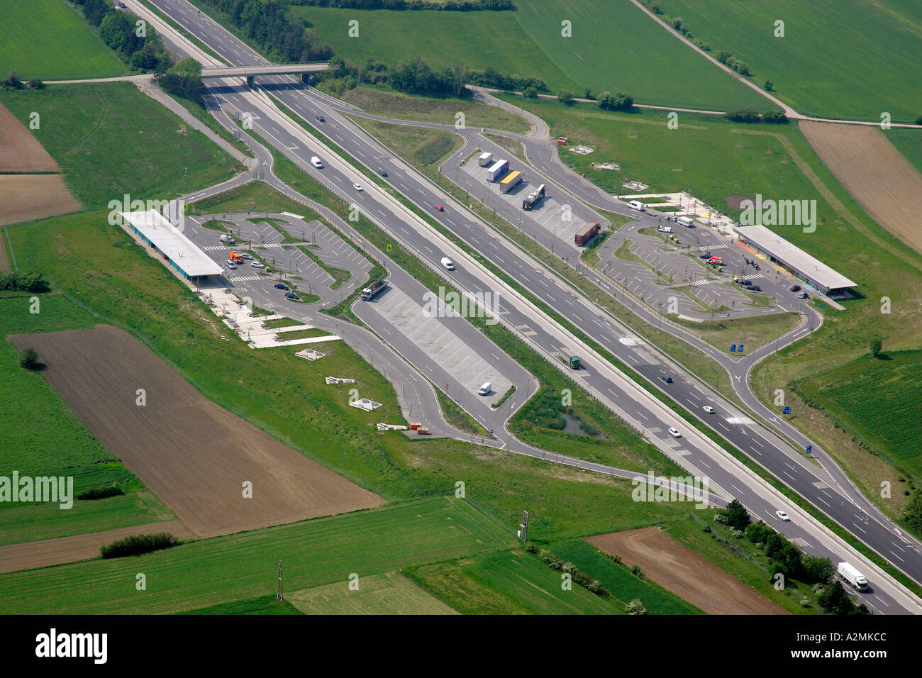 aerial view of the rest area Triestingtal on the highway A2 near 