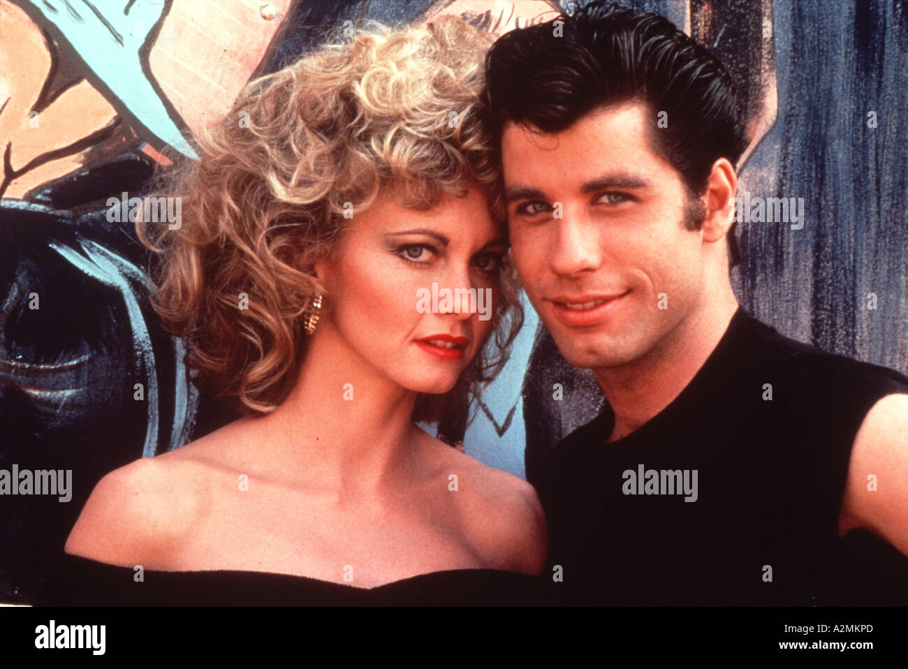 GREASE  - John Travolta and Olivia Newton John in the 1978 Paramount film musical Stock Photo