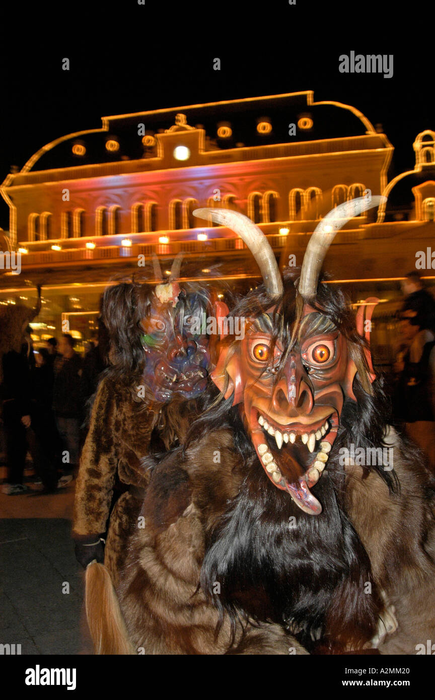 old traditional masks are used on the 5 of December for the Krampus