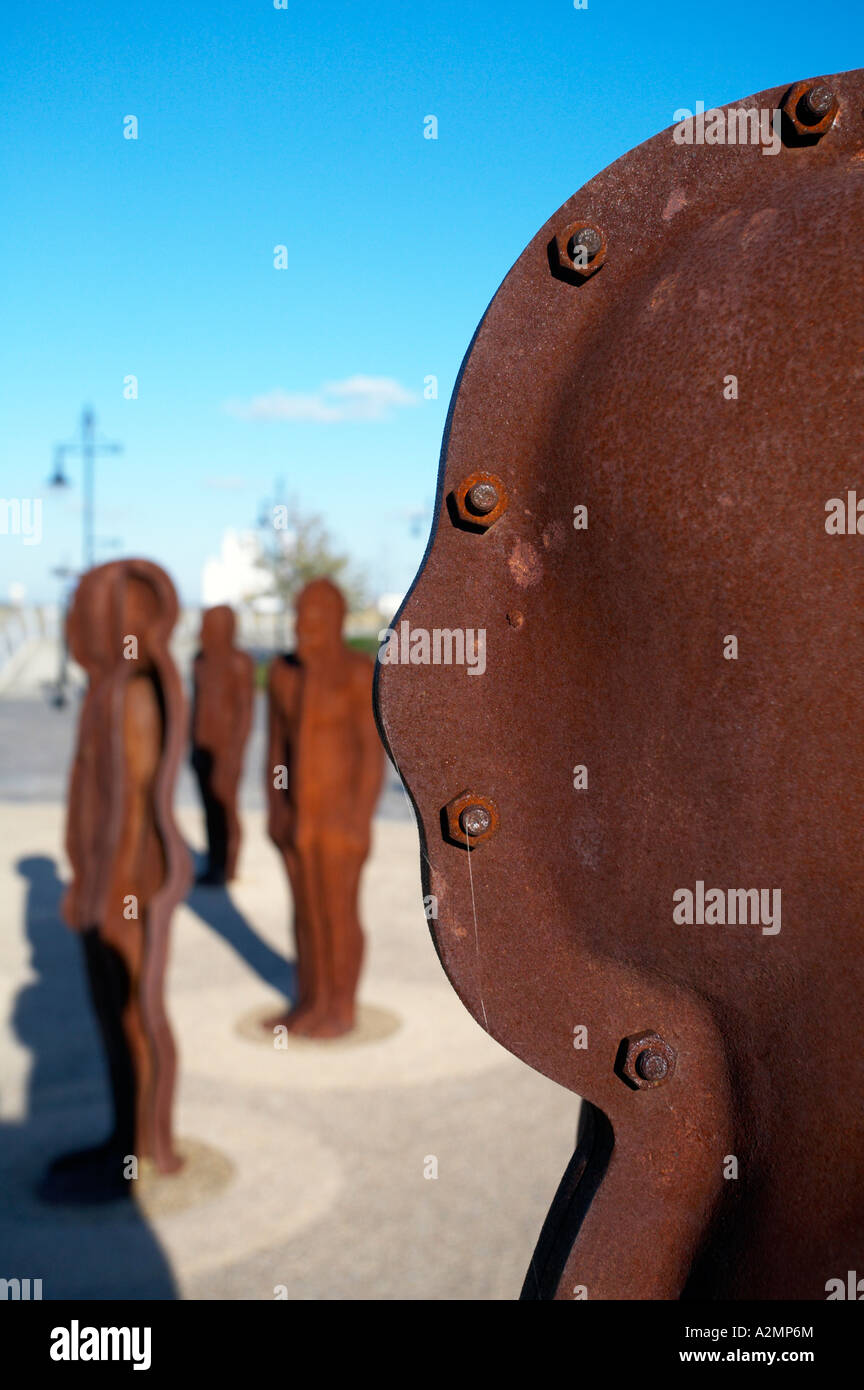 Peter Burke's iron men sculptures called Assembly at Woolwich London UK ...