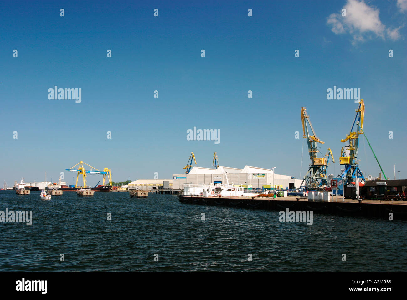 BRD Germany Mecklenburg Vorpommern Rostock at the Habour with Cargo Cranes Stock Photo