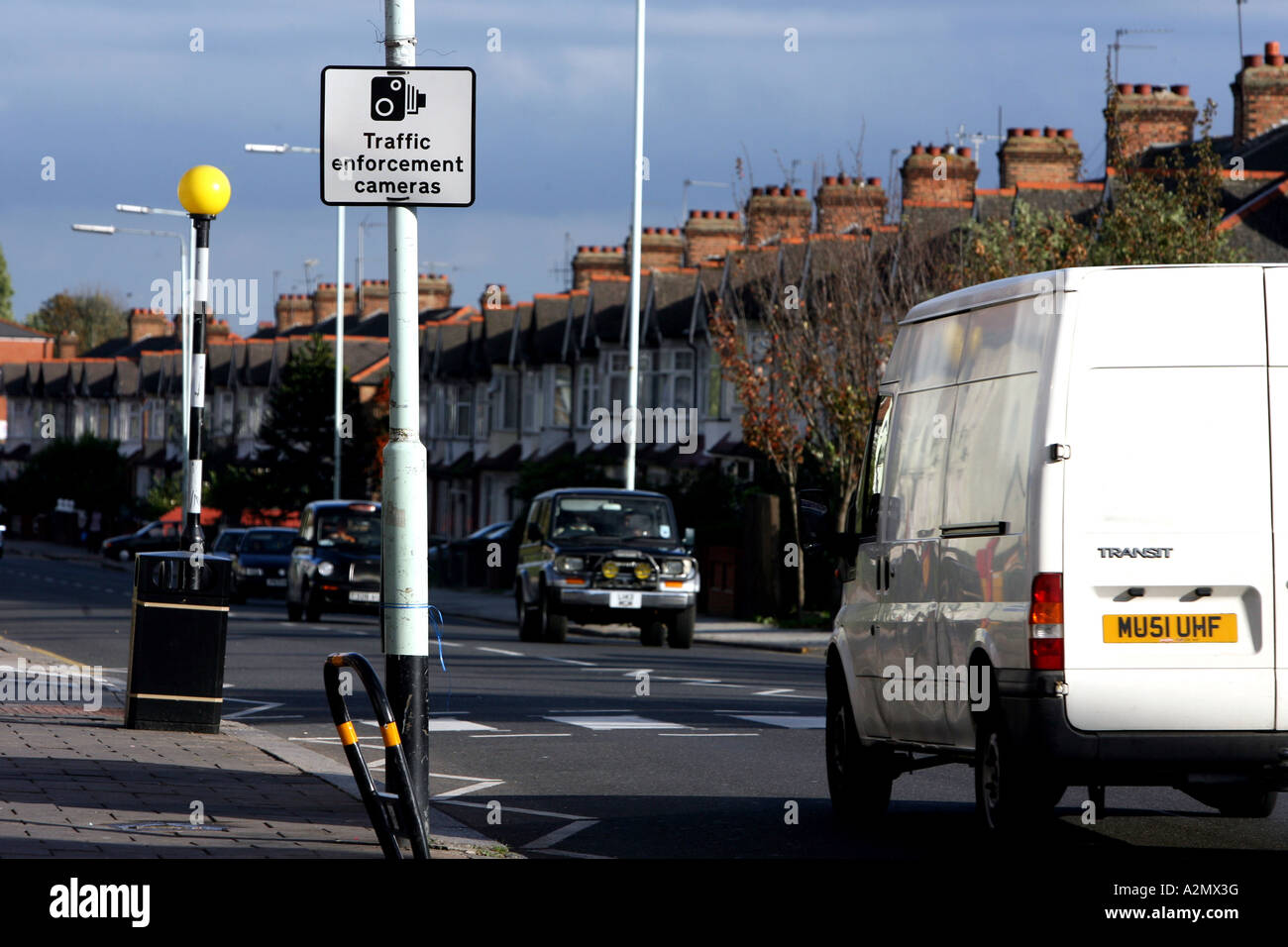 Traffic Enforcement Cameras Sign on Lordship Lane North London UK Stock