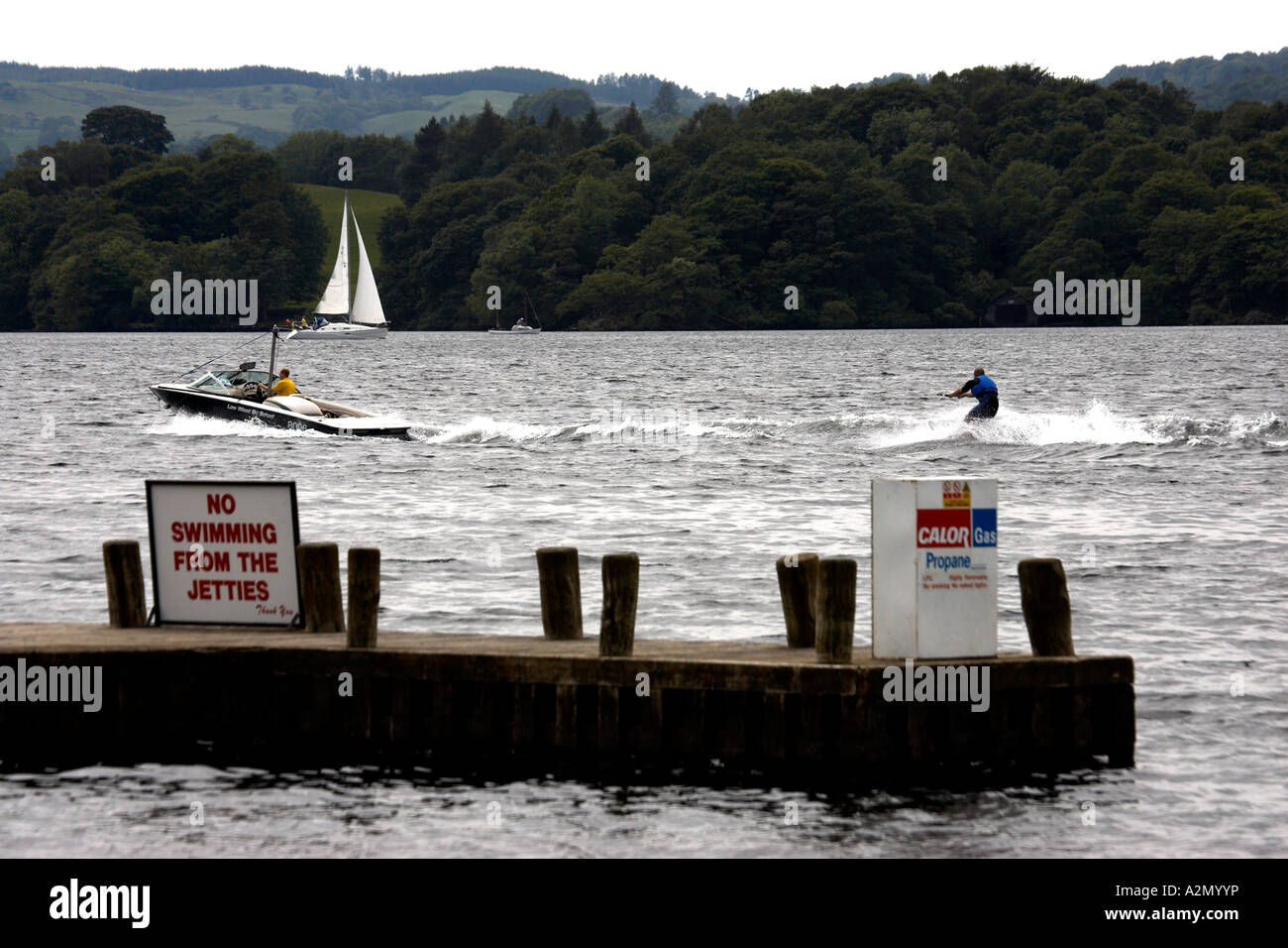 THE LAKE DISTRICT NATIONAL PARK Views Bowness-on-Windermere Cumbria UK ,Lake Windermere  & Windermere Village & surrounding area Stock Photo