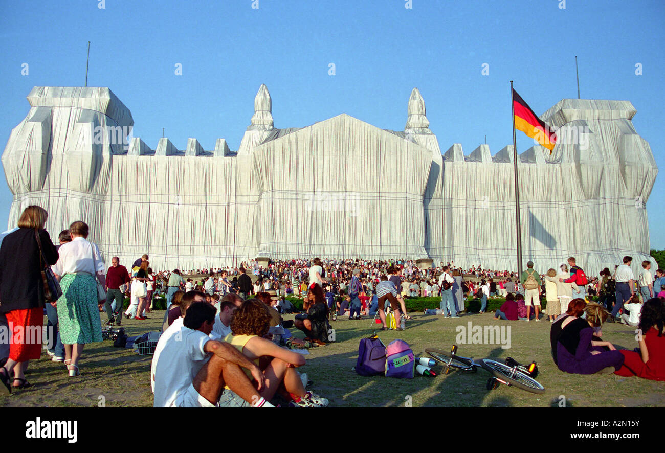 Wrapped Reichstag, Berlin, 1995 Stock Photo