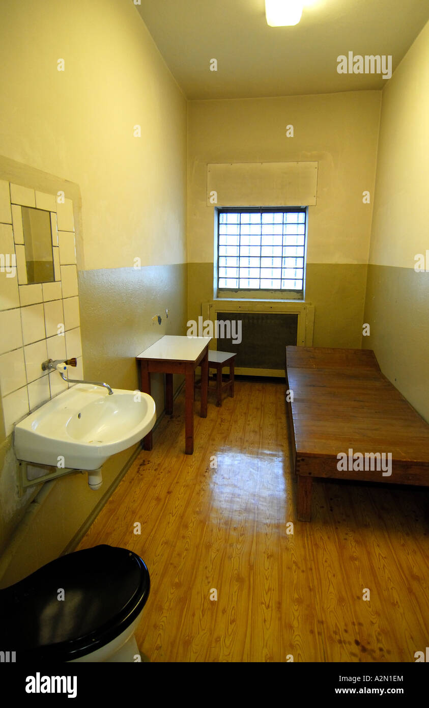 Cell in former East German political prison Stock Photo