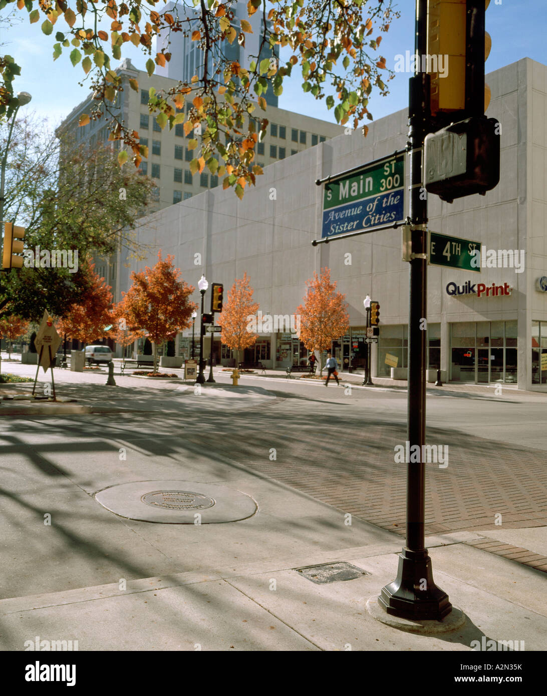 Downtown Tulsa Oklahoma South Main & 4th St  'Avenue of the Sister cities' Stock Photo