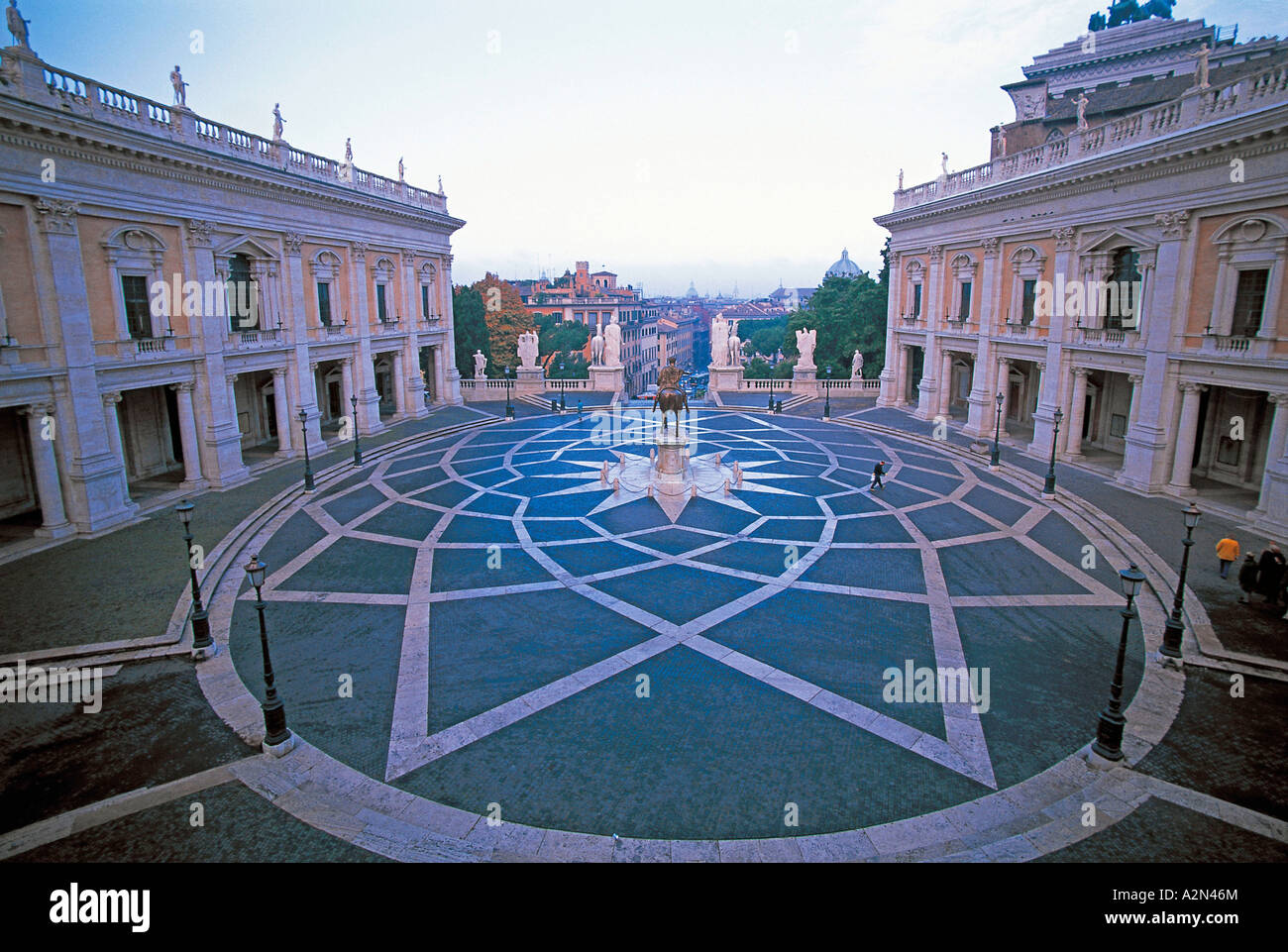 Floral pattern on floor of courtyard Piazza Del Campidoglio Rome Italy ...