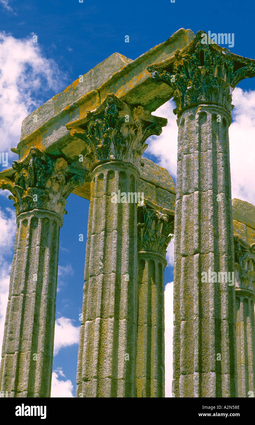 Alentejo Portugal: Roman Temple of Diana at historic centre of UNESCO city Evora Stock Photo