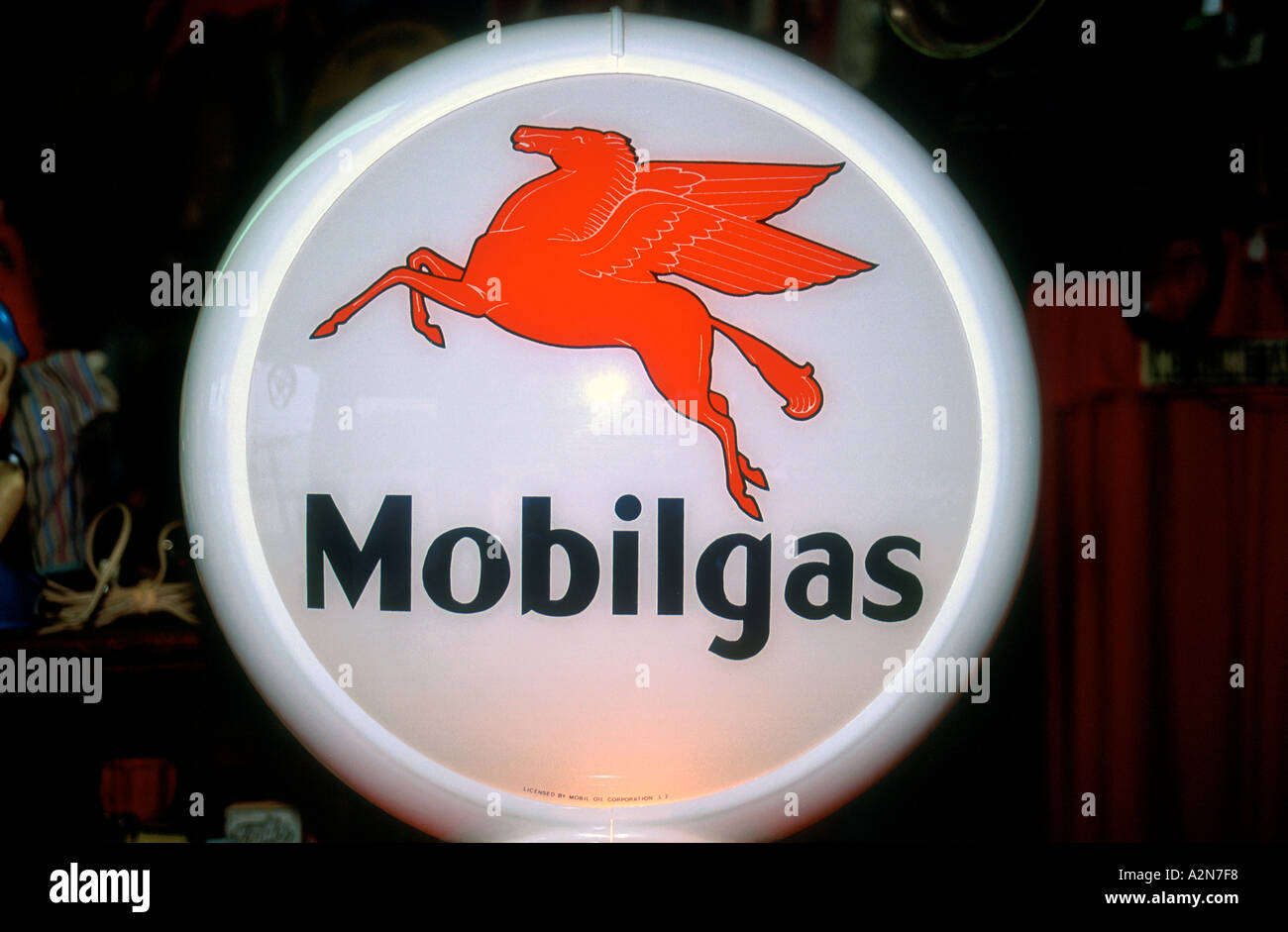 Top of old style Mobilgas petrol pump USA Stock Photo