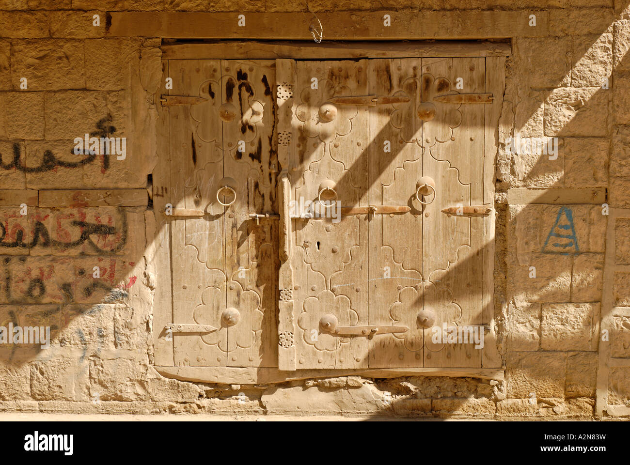 old door in the souk old town of Amran Yemen Stock Photo