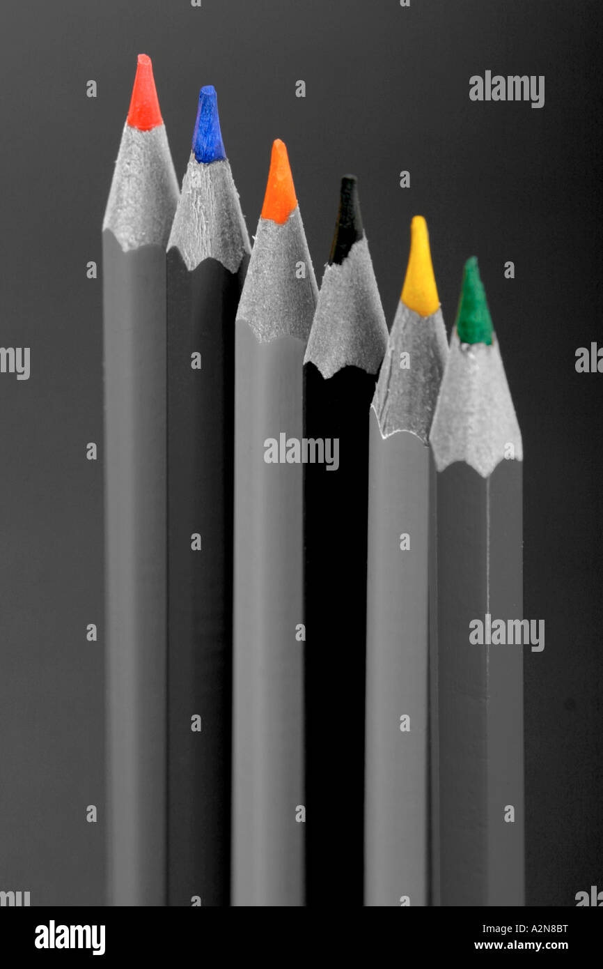 Close-up of colored pencils Stock Photo