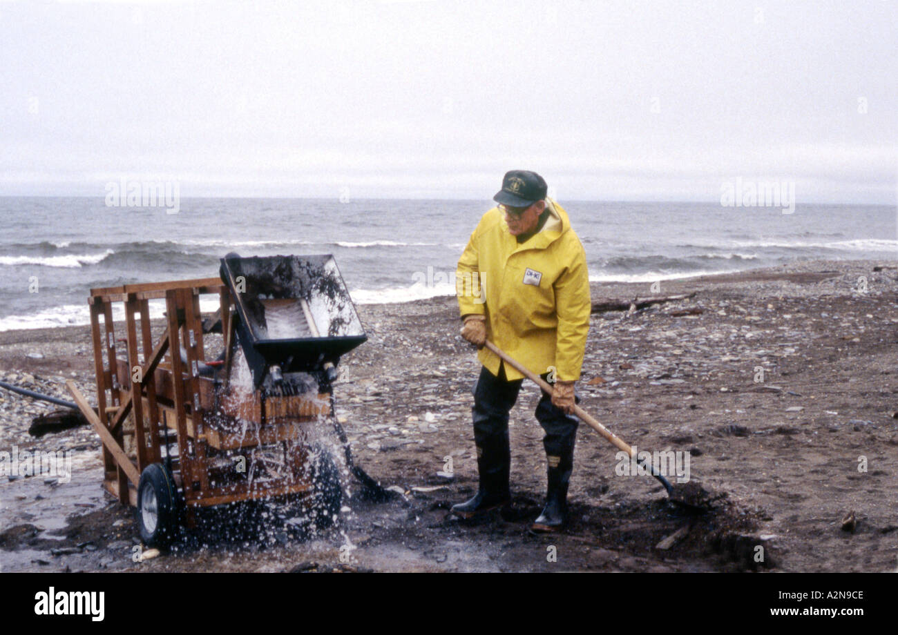 Gold Mining on Nome Beach Alaska Stock Photo